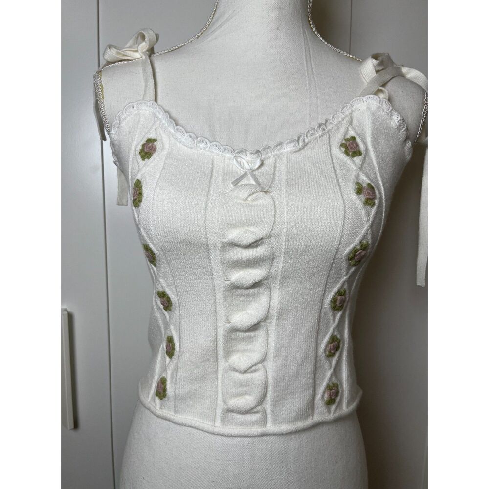UO Kimchi Blue Gigi Sweater Cami in Ivory Size Large Nwot Coquette Cottagecore - Picture 6 of 10